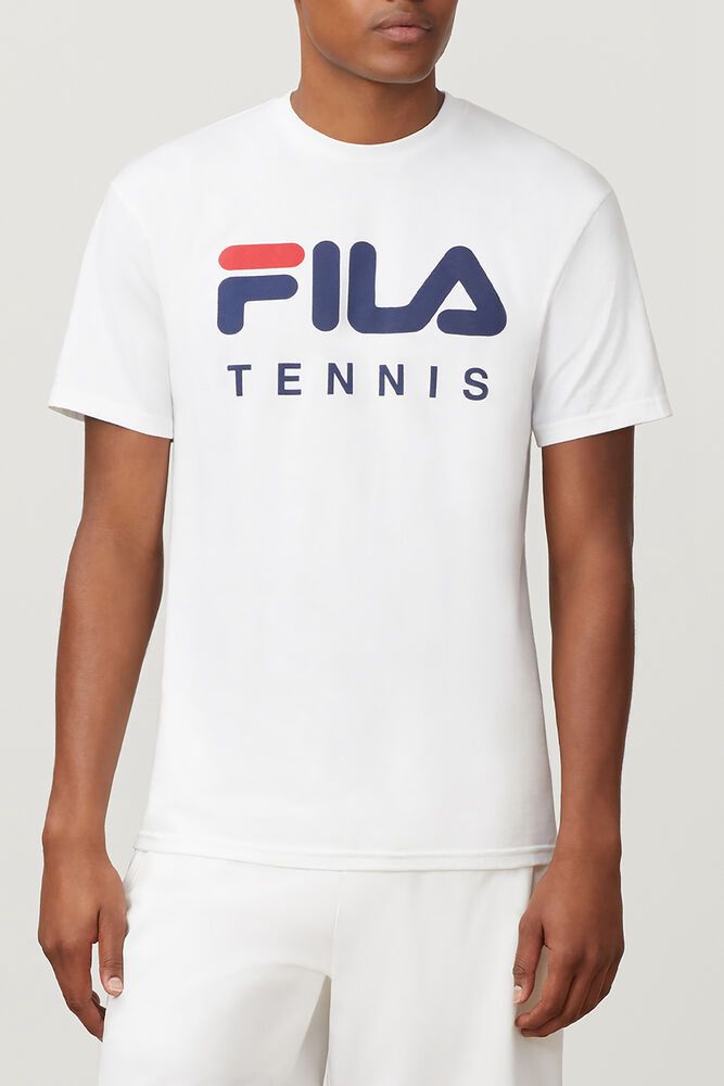 Fila T-Shirt Mens White Tennis - Ireland 02489-GPBK